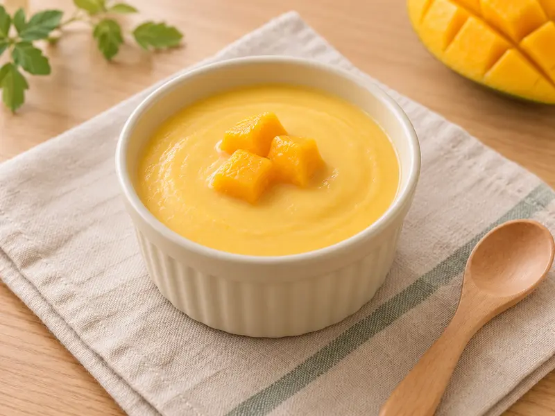 Món ăn dặm Pudding xoài sữa hạt